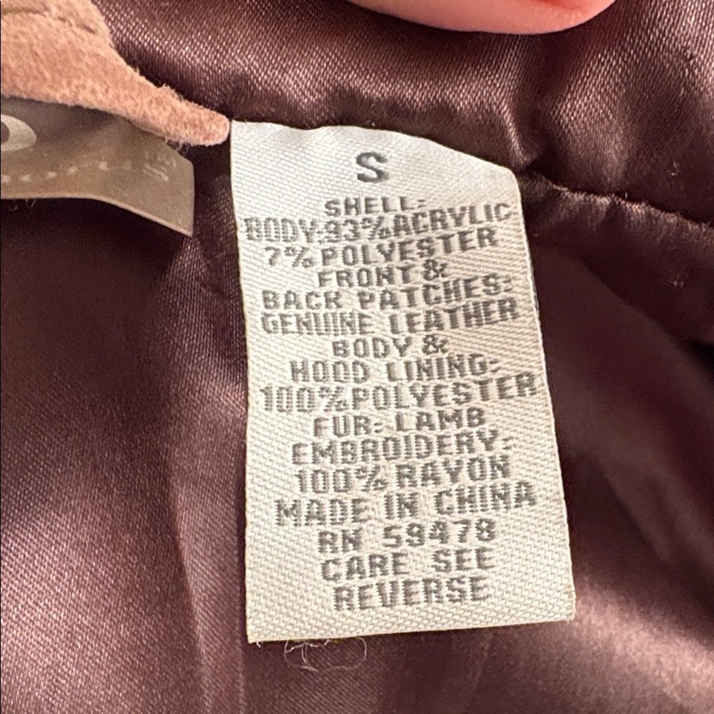RARE Brown and Cream Penny lane style leather and sweater embroidered jacket. S. - Picture 9 of 11